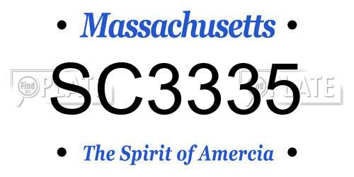 SC3335 Massachusetts License Plate