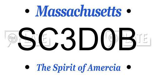 SC3D0B Massachusetts License Plate