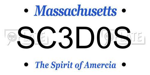 SC3D0S Massachusetts License Plate