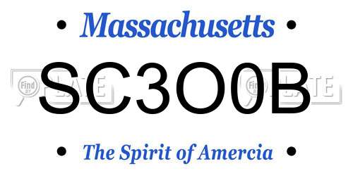 SC3O0B Massachusetts License Plate