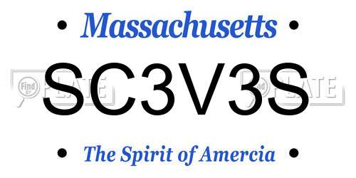 SC3V3S Massachusetts License Plate