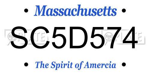 SC5D574 Massachusetts License Plate