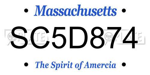 SC5D874 Massachusetts License Plate