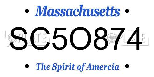 SC5O874 Massachusetts License Plate