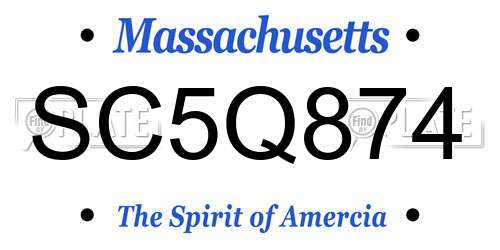 SC5Q874 Massachusetts License Plate