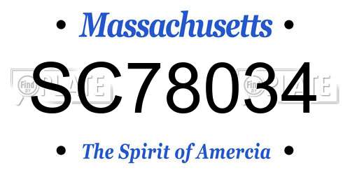 SC78034 Massachusetts License Plate