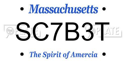 SC7B3T Massachusetts License Plate