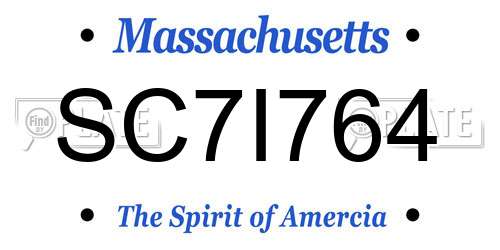 SC7I764 Massachusetts License Plate