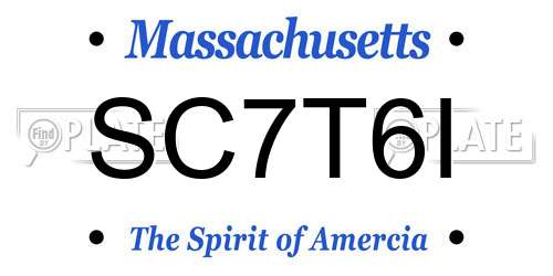 SC7T6I Massachusetts License Plate