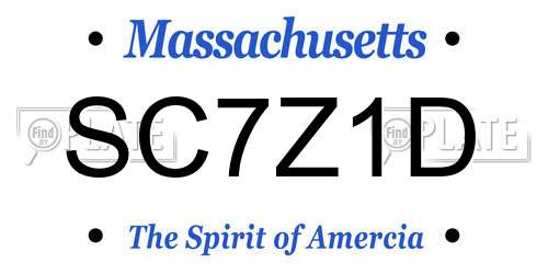 SC7Z1D Massachusetts License Plate