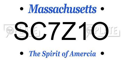 SC7Z1O Massachusetts License Plate