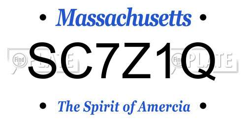 SC7Z1Q Massachusetts License Plate
