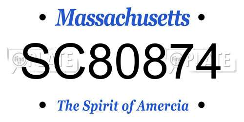 SC80874 Massachusetts License Plate