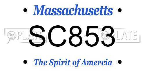 SC853 Massachusetts License Plate