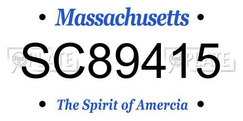 SC89415 Massachusetts License Plate