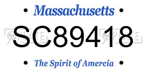 SC89418 Massachusetts License Plate