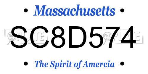 SC8D574 Massachusetts License Plate