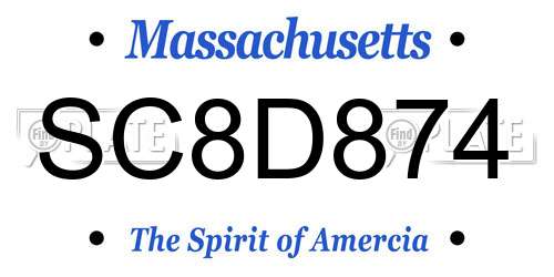 SC8D874 Massachusetts License Plate