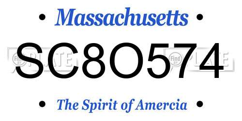 SC8O574 Massachusetts License Plate