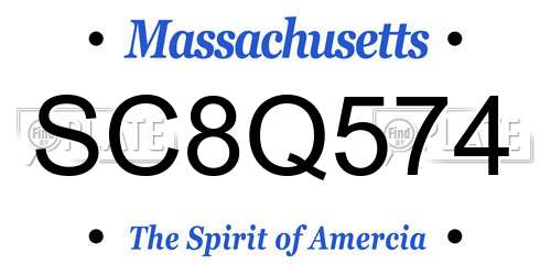 SC8Q574 Massachusetts License Plate