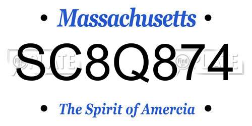 SC8Q874 Massachusetts License Plate