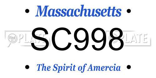 SC998 Massachusetts License Plate