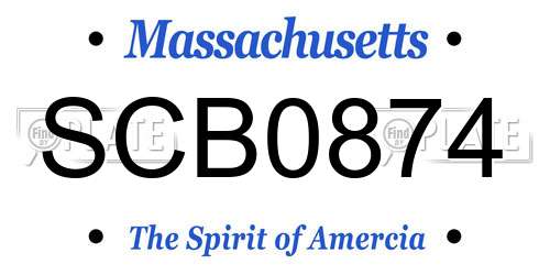 SCB0874 Massachusetts License Plate