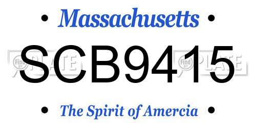 SCB9415 Massachusetts License Plate