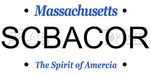 SCBACOR Massachusetts License Plate