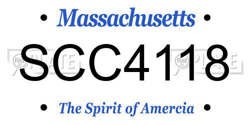 SCC4118 Massachusetts License Plate