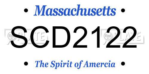 SCD2122 Massachusetts License Plate