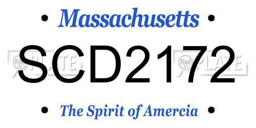 SCD2172 Massachusetts License Plate