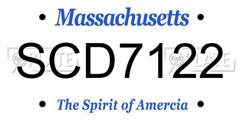 SCD7122 Massachusetts License Plate