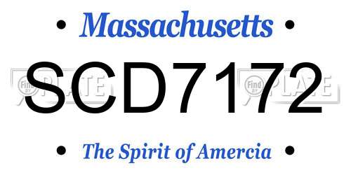 SCD7172 Massachusetts License Plate