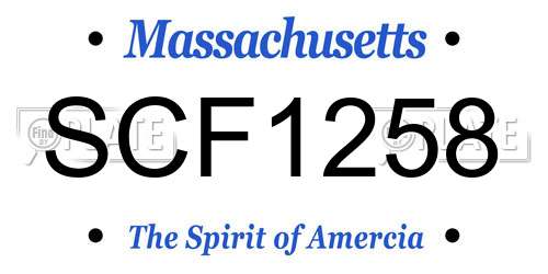 SCF1258 Massachusetts License Plate