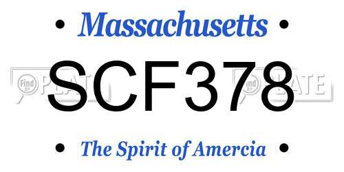 SCF378 Massachusetts License Plate