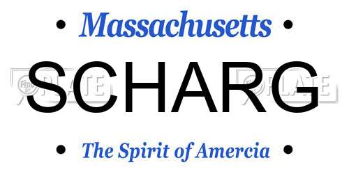 SCHARG Massachusetts License Plate