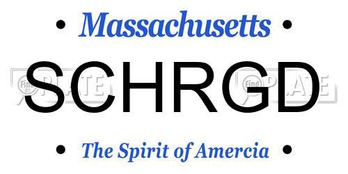 SCHRGD Massachusetts License Plate