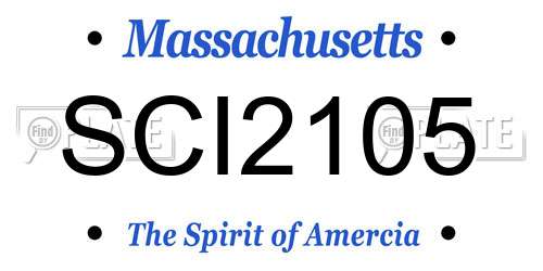 SCI2105 Massachusetts License Plate