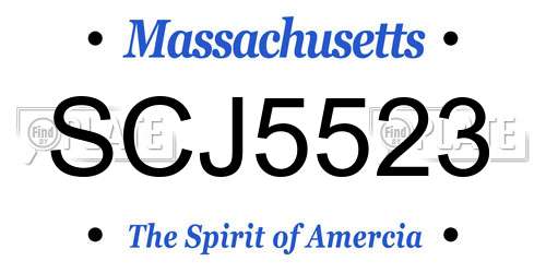 SCJ5523 Massachusetts License Plate