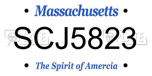 SCJ5823 Massachusetts License Plate