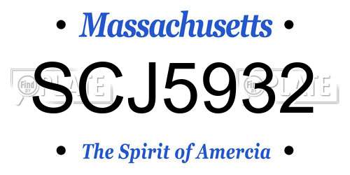 SCJ5932 Massachusetts License Plate