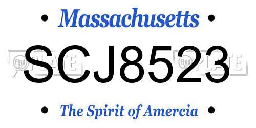 SCJ8523 Massachusetts License Plate