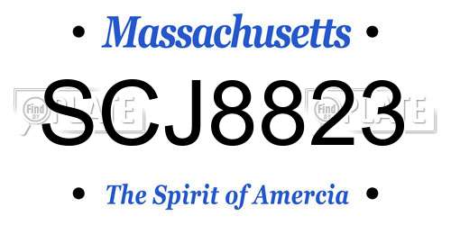 SCJ8823 Massachusetts License Plate