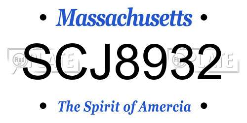 SCJ8932 Massachusetts License Plate