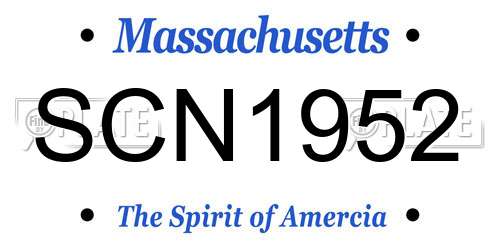 SCN1952 Massachusetts License Plate