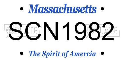 SCN1982 Massachusetts License Plate
