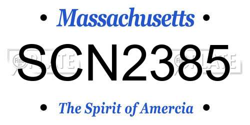 SCN2385 Massachusetts License Plate