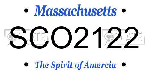 SCO2122 Massachusetts License Plate