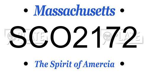 SCO2172 Massachusetts License Plate